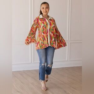Colorful Women's Button Down Top